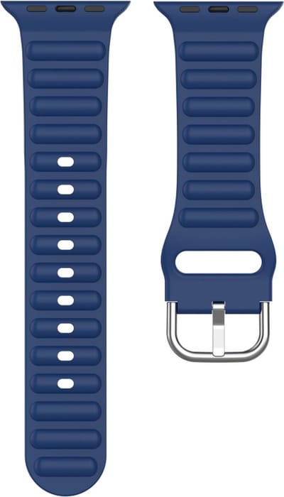 Siliconen bandje - geschikt voor Apple Watch 1/2/3/4/5/6/7/8/9/10/11/ SE (1,2,3) met maat 38 mm / 40 mm / 41 mm en 42 mm (Watch 10/11) - donkerblauw