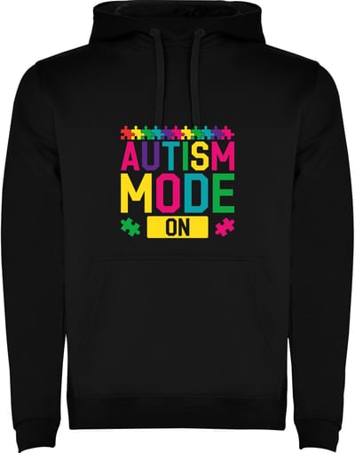 Zwarte hoodie Autism Mode On - Autisme Modus Aan - wees jezelf! Maat M
