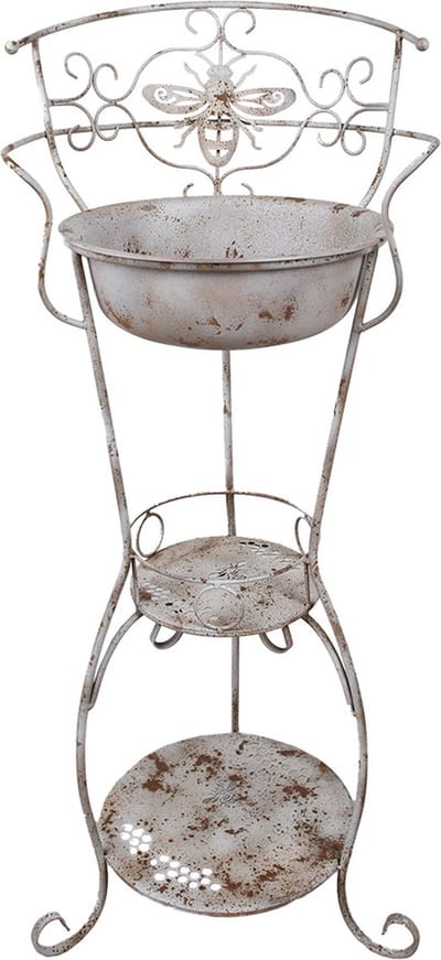 Clayre & Eef Decoratieve Wastafel 48x42x108 cm Wit Bruin IJzer Tuindecoratie