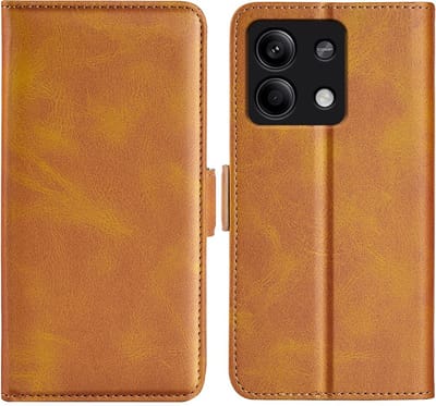 MobyDefend Hoesje - Geschikt voor Xiaomi Redmi Note 13 5G - Luxe Wallet Book Case (Sluiting Zijkant) - Lichtbruin