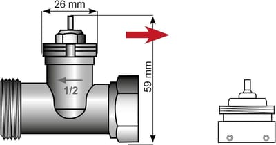Metalen adapter voor radiatorthermostaten - hoogwaardige radiatorventieladapter 26 mm