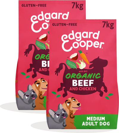 Edgard Cooper 2x Organic Graanvrij Hondenvoer - (Organic Beef,7kg), Graan & Glutenvrij, vers vlees, vol essentiële aminozuren voor gezonde binnenkant
