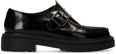 Sacha - Dames - Zwarte leren loafers met buckle - Maat 36