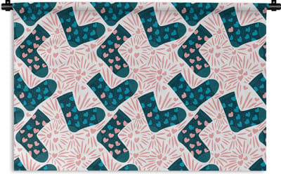Wandkleed - Wanddoek - Sokken - Valentijnsdag - Patronen - 180x120 cm - Wandtapijt