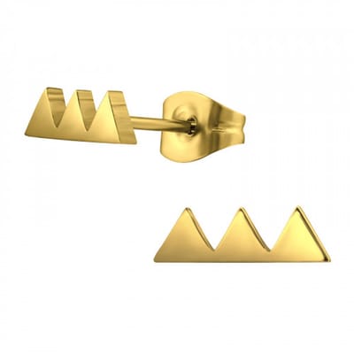 Zilveren oorstekers - gold plated - driehoekjesdesign - 925 zilver