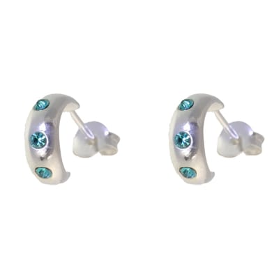 Behave – Oorbellen – 925 Sterling Zilveren Kleine Oorring met Licht Groene Kristal steentjes