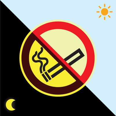 Extra lichtgevende niet roken sticker, 200 mm, P002