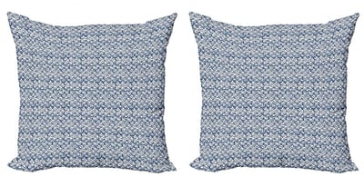 ABAKUHAUS Kussenhoes Set 2x45x45 cm – Ethnisch Schuppenstreifen – Dubbelzijdig Marinecreme