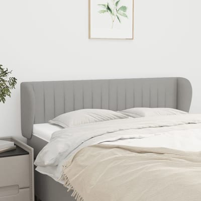 vidaXL - Hoofdbord - met - randen - 147x23x78/88 - cm - stof - lichtgrijs