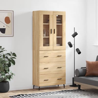 vidaXL - Hoge - kast - 69,5x34x180 - cm - bewerkt - hout - sonoma - eikenkleurig