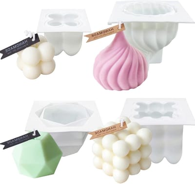 Set van 4 Silicone Mallen voor Bubble Kaarsen en Creatieve DIY Projecten met Zeep, Hars en Pudding