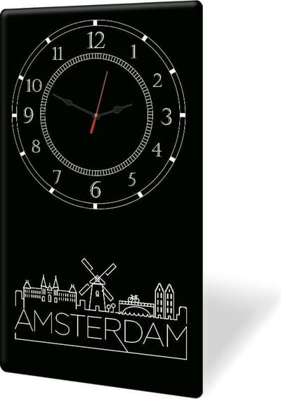 Model 1 - Tempered Glas Wandklok - 30cm x 52cm - Glazen