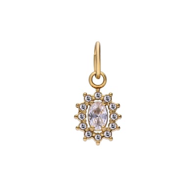 Lucardi Dames Stainless steel goldplated hanger open ovaal met zirkonia voor dames - Hanger - Staal - Goudkleurig