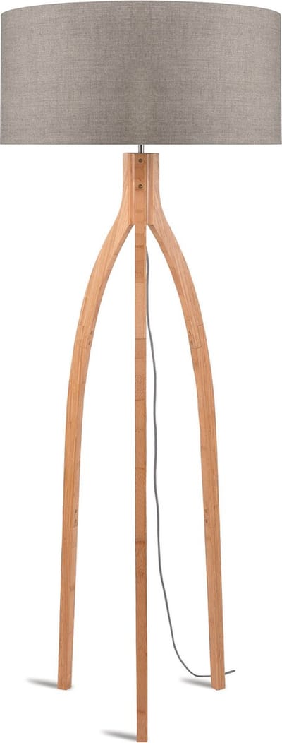 GOOD&MOJO Vloerlamp Annapurna - Taupe/Bamboe- Ø60cm - Scandinavisch,Bohemian - Staande lampen voor Woonkamer - Slaapkamer