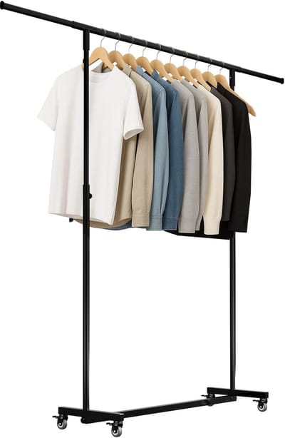 CLP Soran Kledingrek - Dressboy - Kledingstang - op wielen - uitschuifbaar - in hoogte verstelbaar - inklapbaar - metaal - 150x50x188 zwart