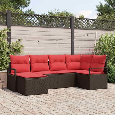 vidaXL Bankstel 6 st Bruin poly rattan