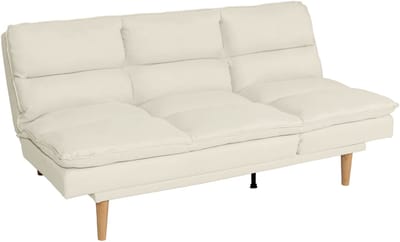Slaapbank MCW-M79, slaapbank voor gasten, slaapfunctie ligoppervlak 180x110cm ~ stof/textiel crème