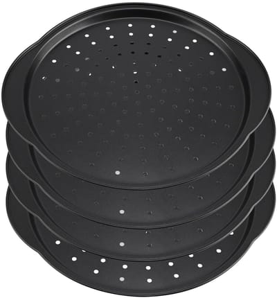 Dailygoods- Pizzaplaat 30,5 cm - Antiaanbaklaag - Ronde Pizzapan - Koolstofstaal - Met Handvat - Duurzaam en Betrouwbaar