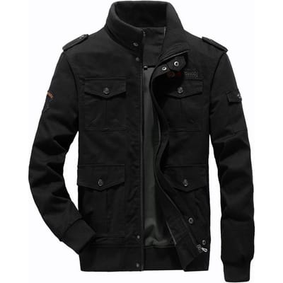 Herfst Opstaande Kraag Plus Size Jas Puur Katoen Outdoor Losse Tooling Herenjas 6XL black