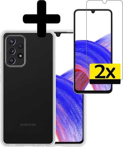 Hoesje - Met 2x Screenprotector - Geschikt voor Samsung Galaxy A33 - Sterk & Shockproof - Back Cover - Siliconen Case - Telefoon Hoes - Telefoonhoesjes - Transparant
