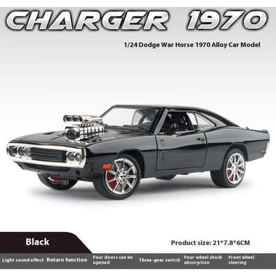 1:24 Challenger 1970 Simulatie Legering Sportwagen Model Geluid Licht Pull-Back Luxe Auto Speelgoed Cadeau Ornamenten gray