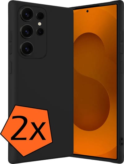 Hoes - 2 Stuks - Geschikt voor Samsung Galaxy S25 Ultra - Sterk & Shockproof - Case Siliconen - Back Cover - Telefoon Hoes - Zwart