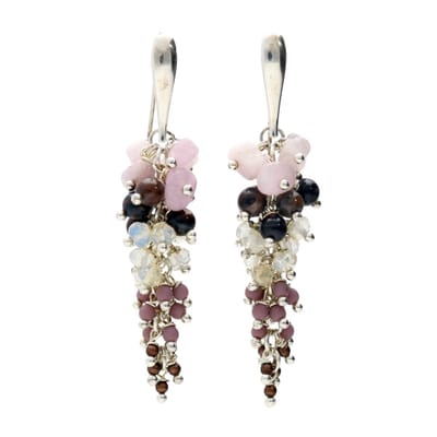 Bela Donaco - Oorbellen Wrap Wire – Kunziet – Parelmoer – Christal – Tsjechisch Glas – Sterling Zilver