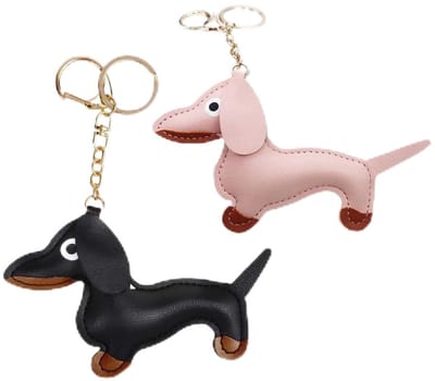 Dailygoods- Teckel Sleutelhanger Gepersonaliseerd - Sleutelhanger Leer - Schattige Hond - Sleutellabels - Huisdier Geschenken - Unieke Vorm