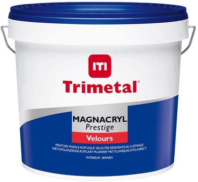 Trimetal Magnacryl Prestige Velours - Fluweelachtige watergedragen isolerende binnenmuurverf - Kleur RAL 9001 Cremewit - 10 L