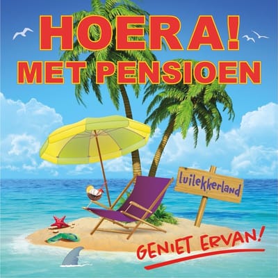 Hoera met pensioen Fles Etiket sticker - 10.5 x 10,5 cm - Feestartikelen / versiering - Cadeau - Collega