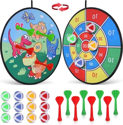 Dartbord voor kinderen met dinosaurus-thema en klittenbandbalspel - cadeau voor jongens en meisjes 3-12 jaar - outdoor spelletjes - feestspelletjes Dartbord