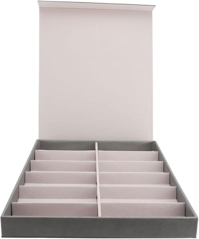 Brillen Opberger - Zonnebril Koffer - Georganiseerde Collectie - 12 Vakken Met Deksel - 38x32x5 Cm - Zwart