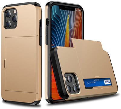 Hoesje geschikt voor iPhone 7 - Backcover - Hardcase - Pasjeshouder - Portemonnee - Shockproof - TPU - Goud