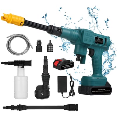 Nettoyeur haute pression Portable sans balais, 900psi, 62 bars, électrique, haute puissance, 2 pièces US Plug & 2.0Ah Battery black