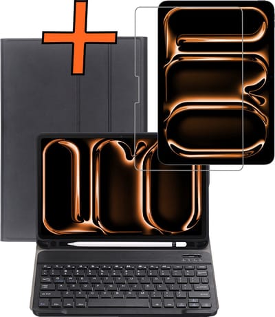 Hoes Geschikt voor iPad Pro 2024 (11 inch) Hoes Toetsenbord Hoes Case Book Cover Hoesje Met Screenprotector - Hoesje Geschikt voor iPad Pro 2024 11 inch (7e generatie) Keyboard Hoes - Zwart