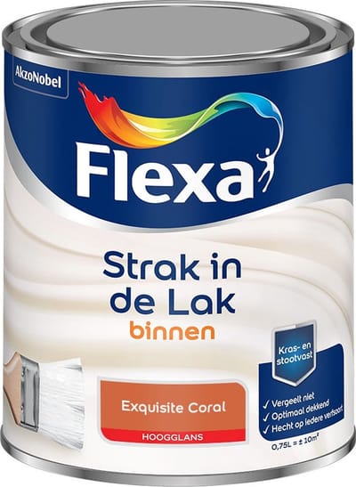 Flexa - Strak In De Lak Binnenlak Hoogglans - Exquisite Coral - Mengverf - 750 Ml
