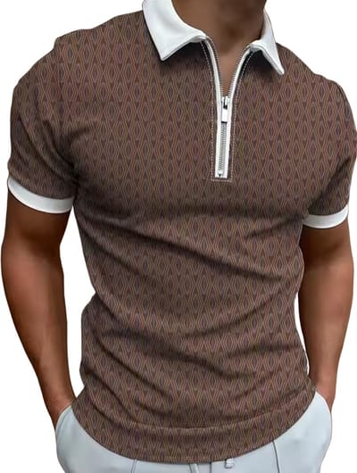 Chique Poloshirt Heren - Aansluitend - Bruin - Casual - Polo Shirt - Maat S