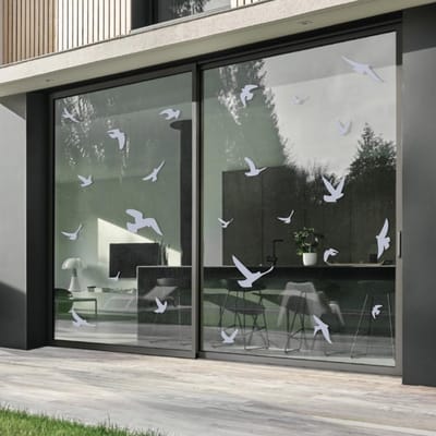 Famanu – Gripvogelsilhouetten - zelfklevend - verkrijgbaar in verschillende kleuren - voorkomt vogelschokken - 17 waarschuwingsvogels - Gris clairs