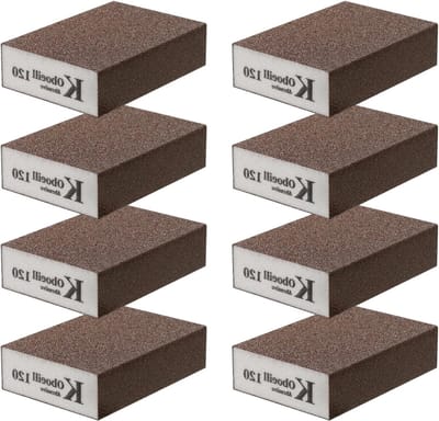 Set van 8 Schuur Sponsen 120 Grit - Herbruikbare Schuurpads voor Houtbewerking, Meubelverzorging en Roestverwijdering