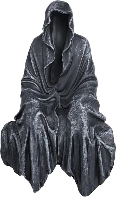Mysterieuze Zwarte Kleding Sensenman Beeld voor Halloween Decoratie in Tuin, Op Tafel of Boekenkast, Perfect voor Feestelijke Sfeer