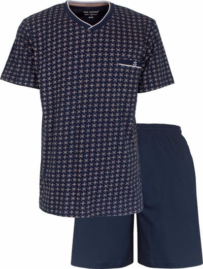 Paul Hopkins Heren Shortama - Pyjama Set - Geprint Dessin - Blauw - Maat S