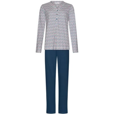 Pastunette - Rose Stream - Pyjama - Bio Katoen - Wit/Blauw - Maat 52