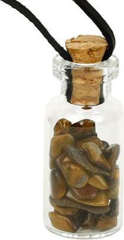 Geschenkflesje aan waxkoord met tijgeroog - 3.6 cm (5 stuks) - M