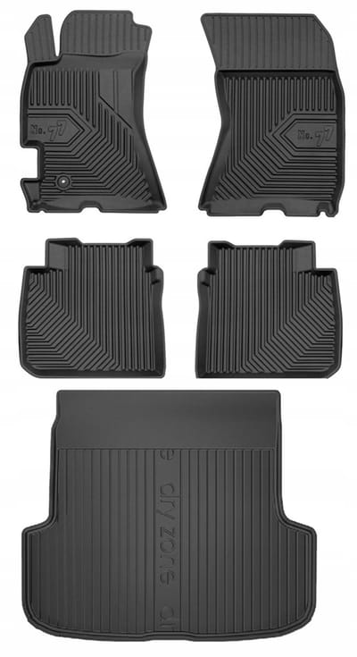 Frogum Voordeelset - Premium Automatenset No.77 + Dry Zone Kofferbakmat - Geschikt voor Subaru Outback III Kombi (2003-2009) - TPE Rubber - Zwart