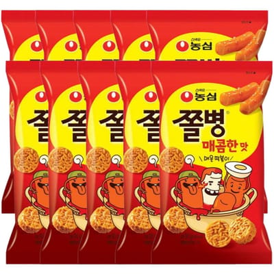 Nongshim Zzollbyung Saveur Épicée Nouilles Croustillantes Snack 82g x 10 Paquets