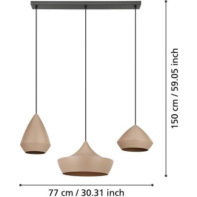 Stars of Light hanglamp Torremolinos, beige, 93 cm, 3-lamps