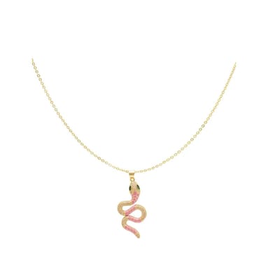 Ketting - gedetailleerde slang - Pink & Gold Koper