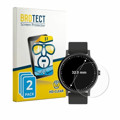 BROTECT - Screenprotector voor Horloges (Rond, ø: 32 mm) - Folie Beschermfolie transparant 2 Stuks