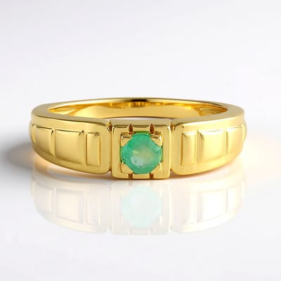 Cavill - Zilveren ring - 925 Sterling zilver verguld - Russische smaragd 0 24 ct - Ronde briljant - Elegante groene ring
