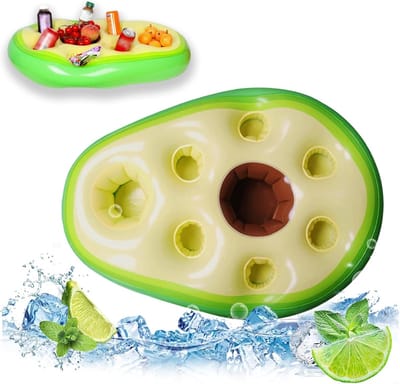 2-in-1 opblaasbare bekerhouder voor zwembadbar, snack- en drankhouder, met 8 gaten, grote capaciteit, transparant materiaal, ideaal voor het zwembad, de zomer, het strand en feestjes